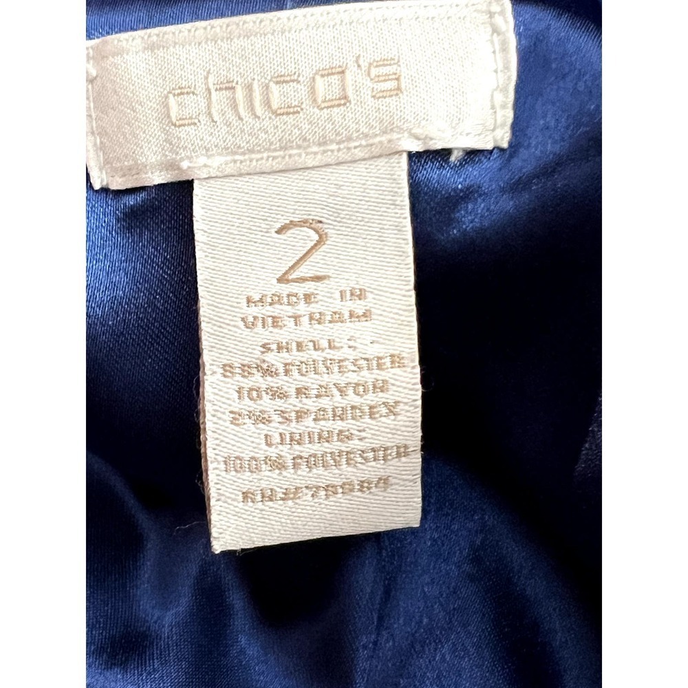 Chico's size 2 royal blue lined boxy cropped jacket with open swing & pockets - Picture 6 of 7